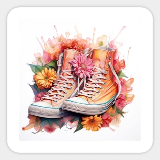 Sneakers With Flowers Watercolour Painting Sticker